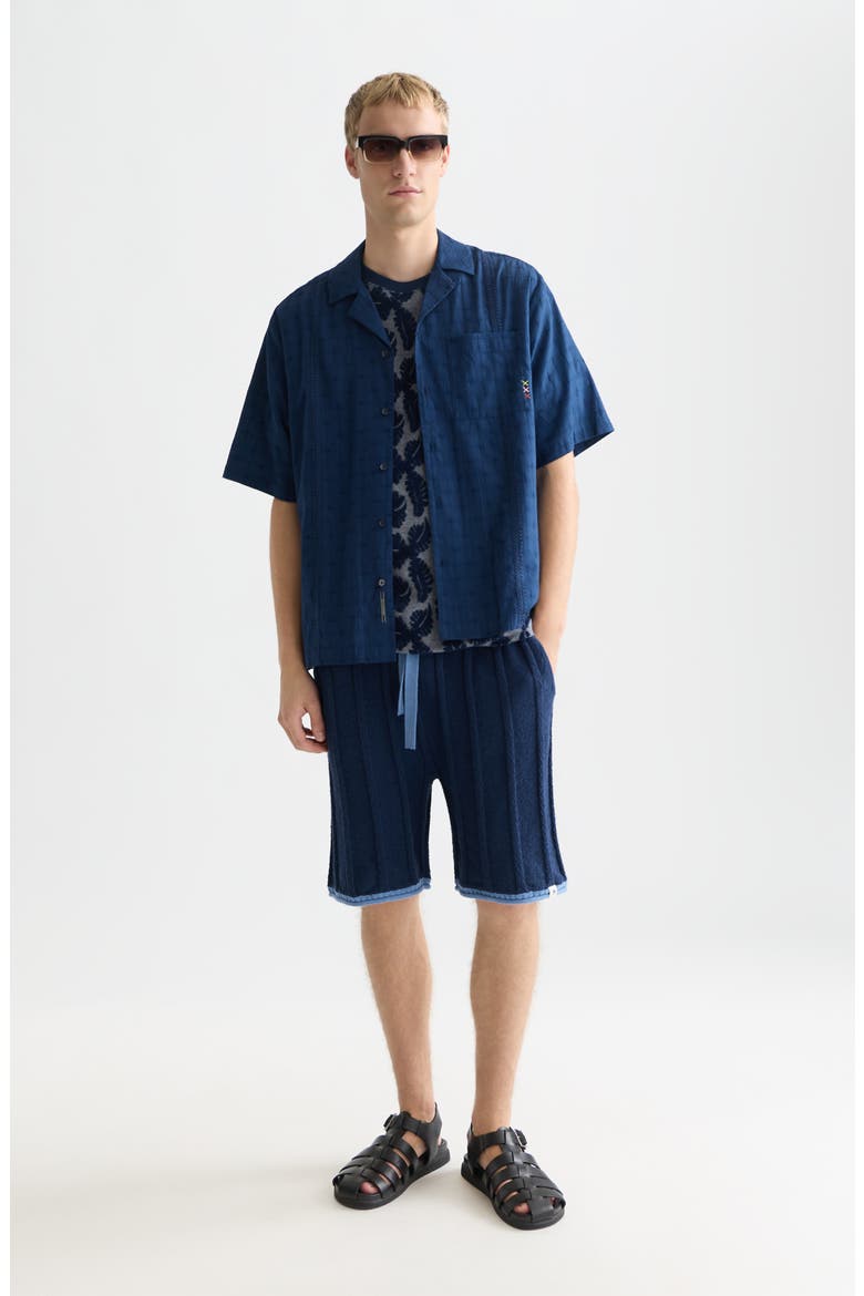 Windowpane Relaxed Fit Short Sleeve Button-Up Shirt, Alternate, color, PAGEANT BLUE