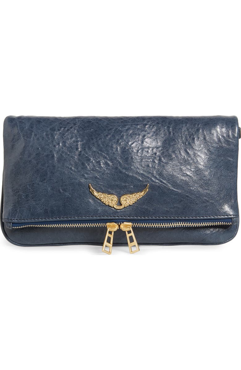 Zadig & Voltaire Zagid & Voltaire Rock Crush Leather Clutch, Main, color,
