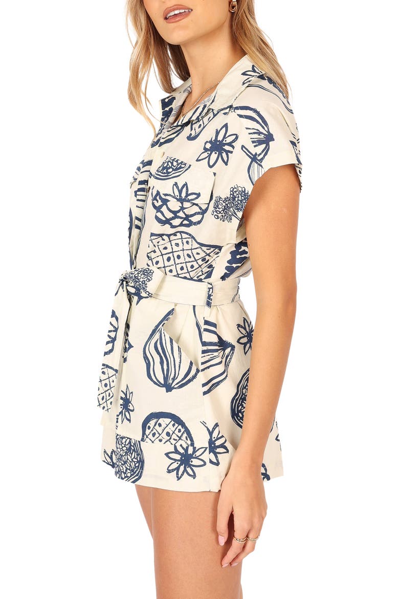 Georgina Cotton & Linen Romper, Alternate, color, NAVY