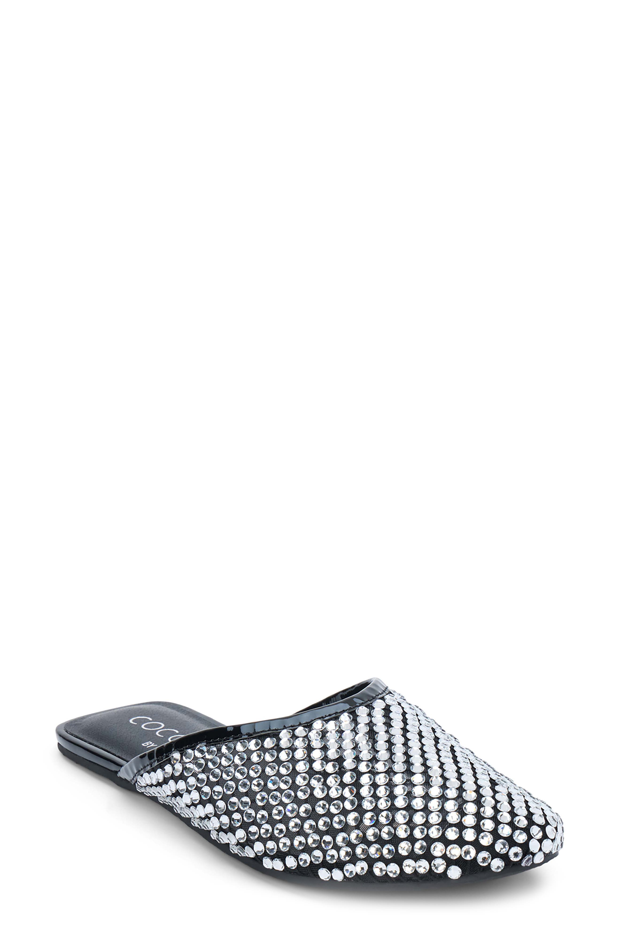 Coconuts by Matisse Karlie Rhinestone Mesh Mule, Main, color, Black