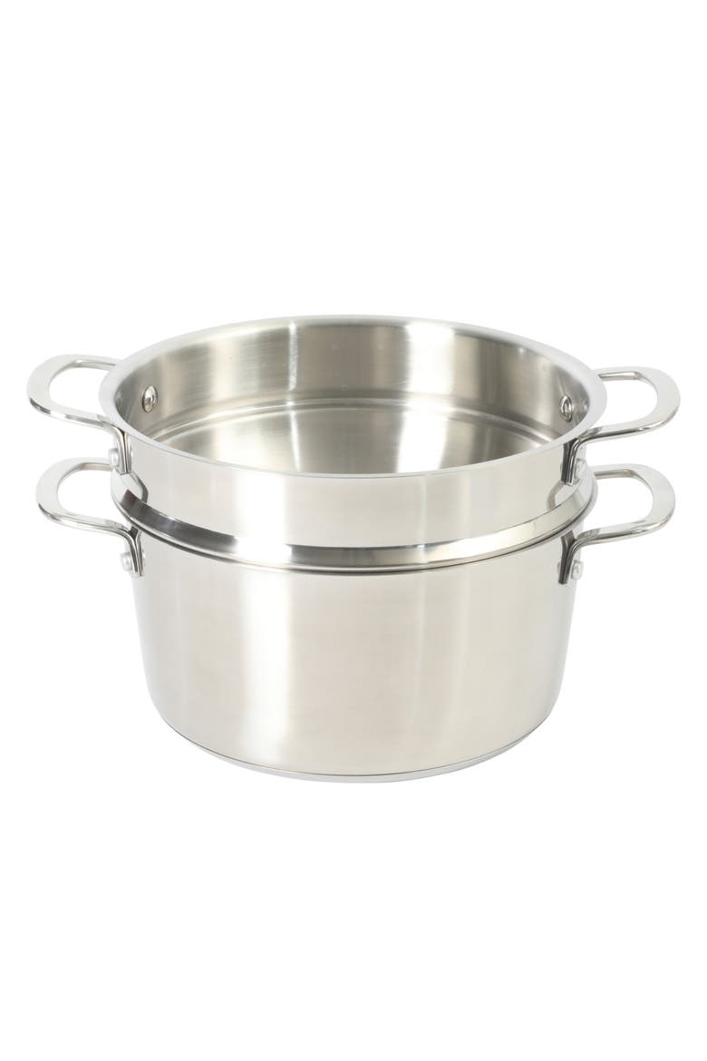 3-Piece 5.3-Quart Stainless Steel Dutch Oven with Steamer Insert & Glass Lid, Alternate, color, Stainless Steel