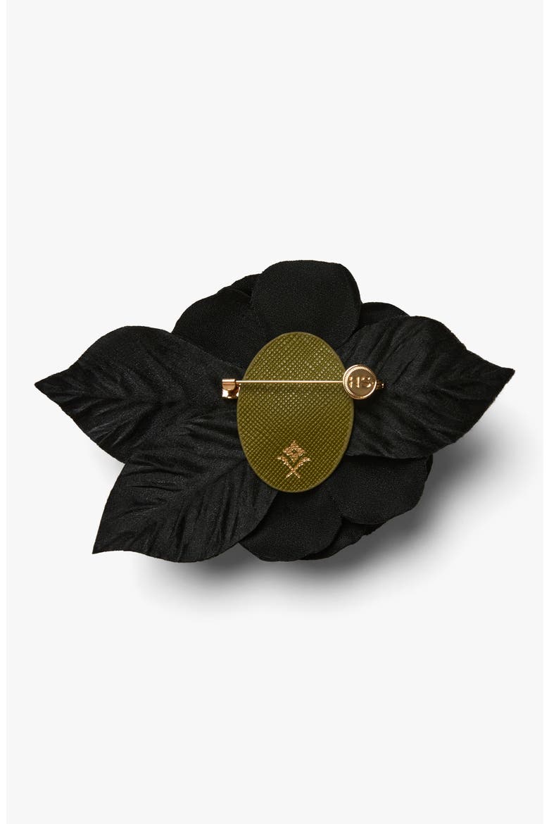 The Small Black Gardenia Floral Brooch, Alternate, color, Black