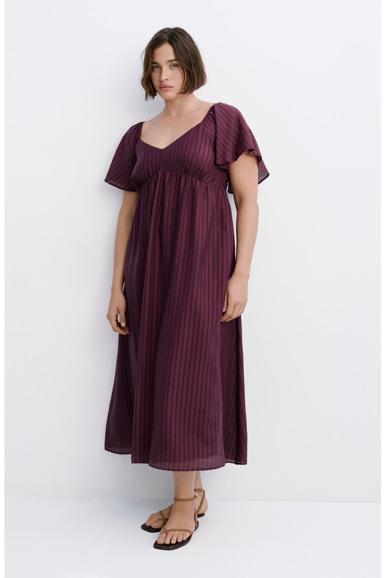 Textured Gathered Empire Waist Dress, Alternate, color, MAROON