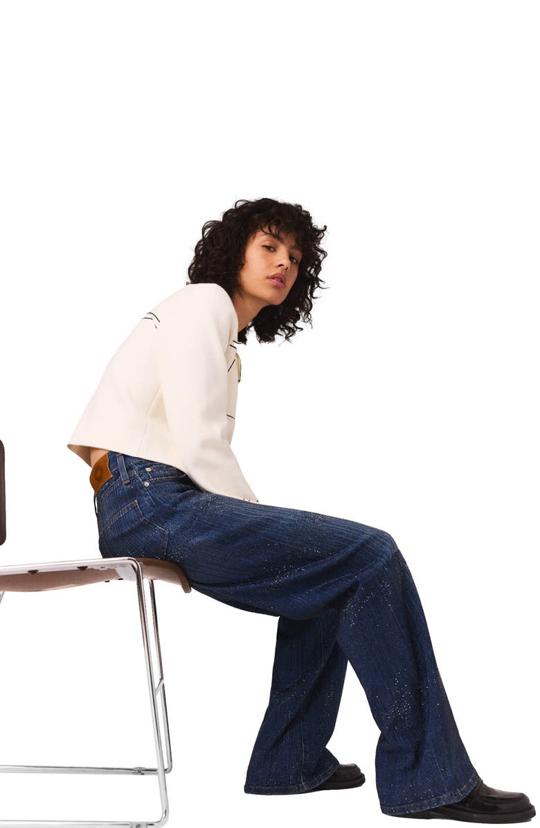 maje Rhinestone jeans, Alternate, color, Blue