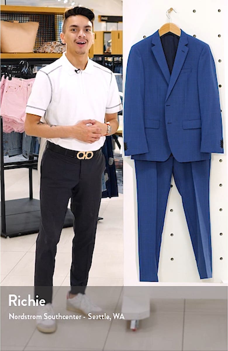 Huge/Genius Slim Fit Plaid Wool Suit, sales video thumbnail