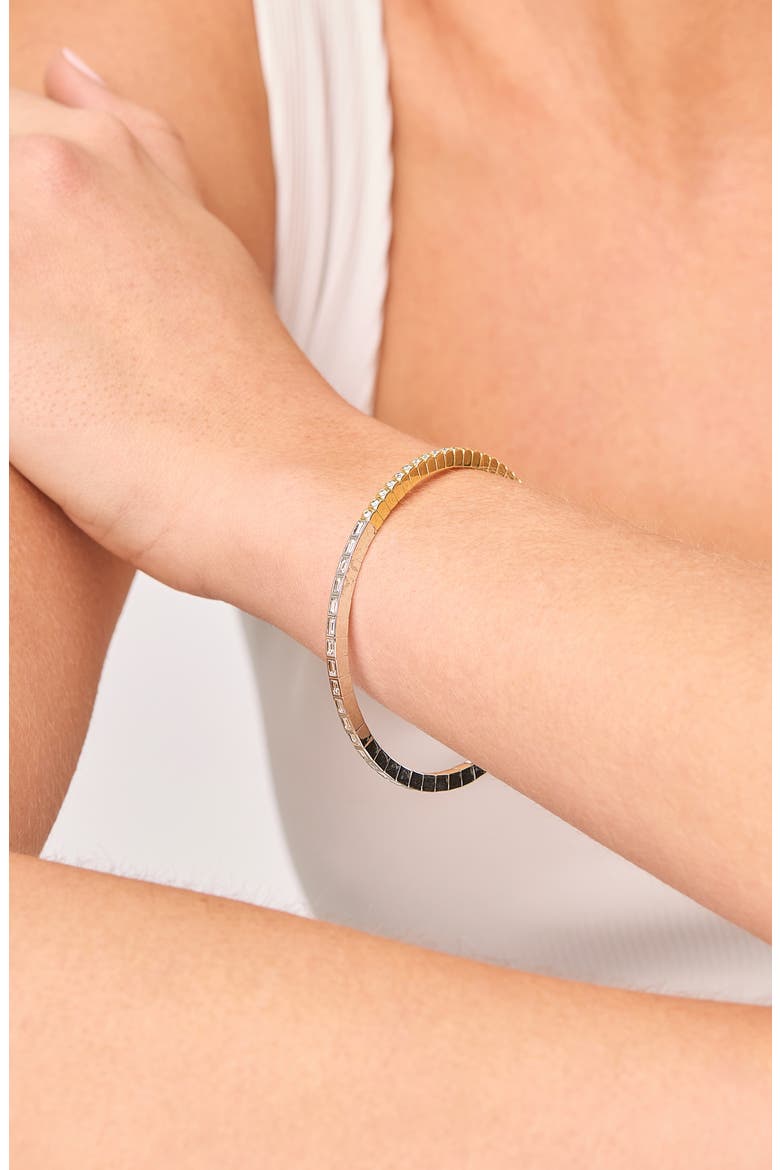 18K Gold Gatsby Diamond 2-Tone Stretch Bracelet (Online Trunk Show), Alternate, color, 18K WHITE GOLD/ YELLOW GOLD