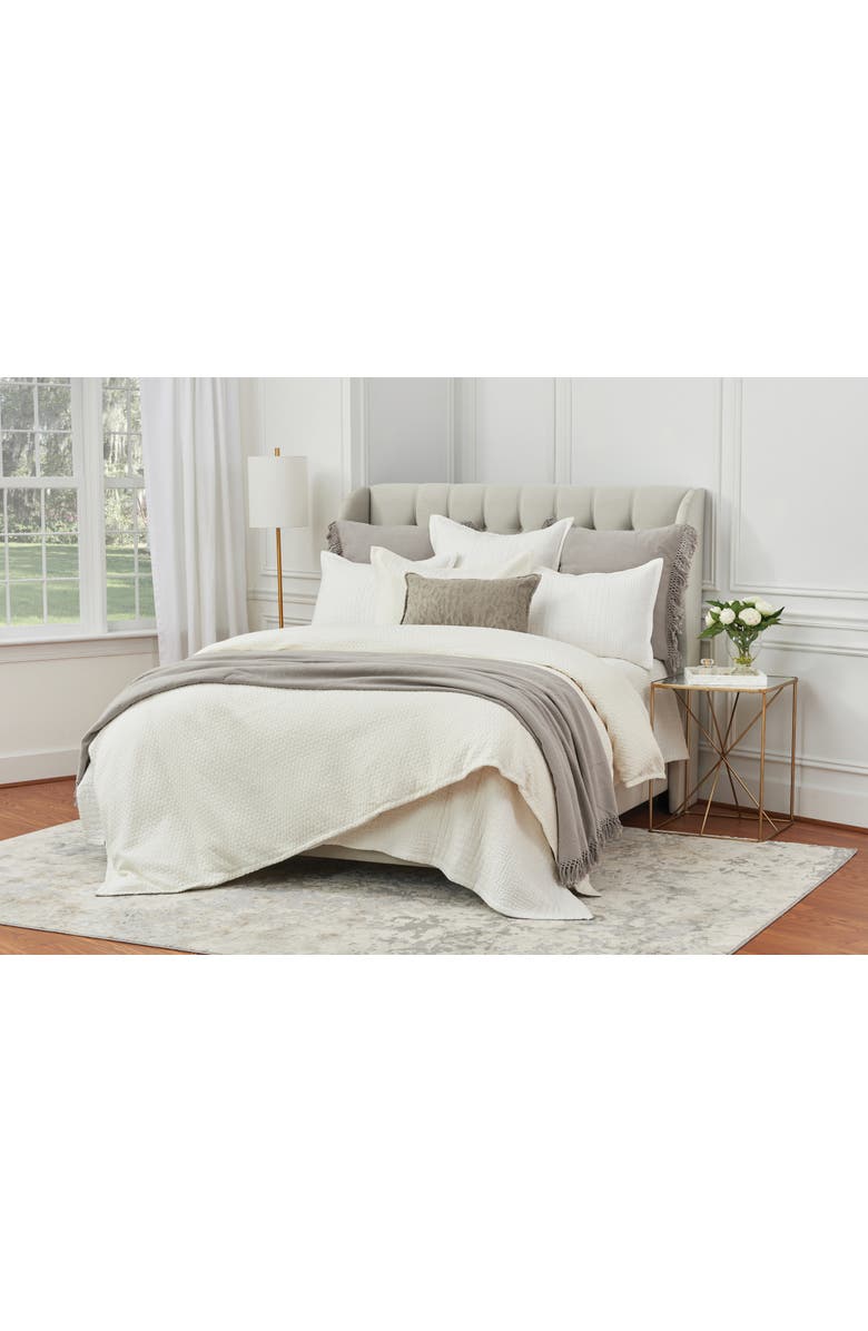 ELISABETH YORK Avon Embroidered Tone on Tone Cotton Velvet Decorative Throw Pillow, Alternate, color, Brown