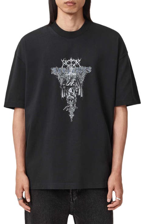Swords Oversize Cotton Graphic T-Shirt