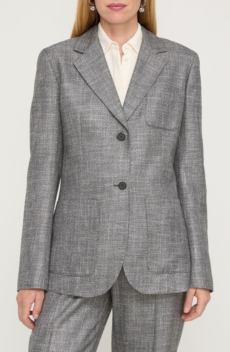 Lafayette 148 New York Patch Pocket Twill Blazer, Main, color, Black Multi