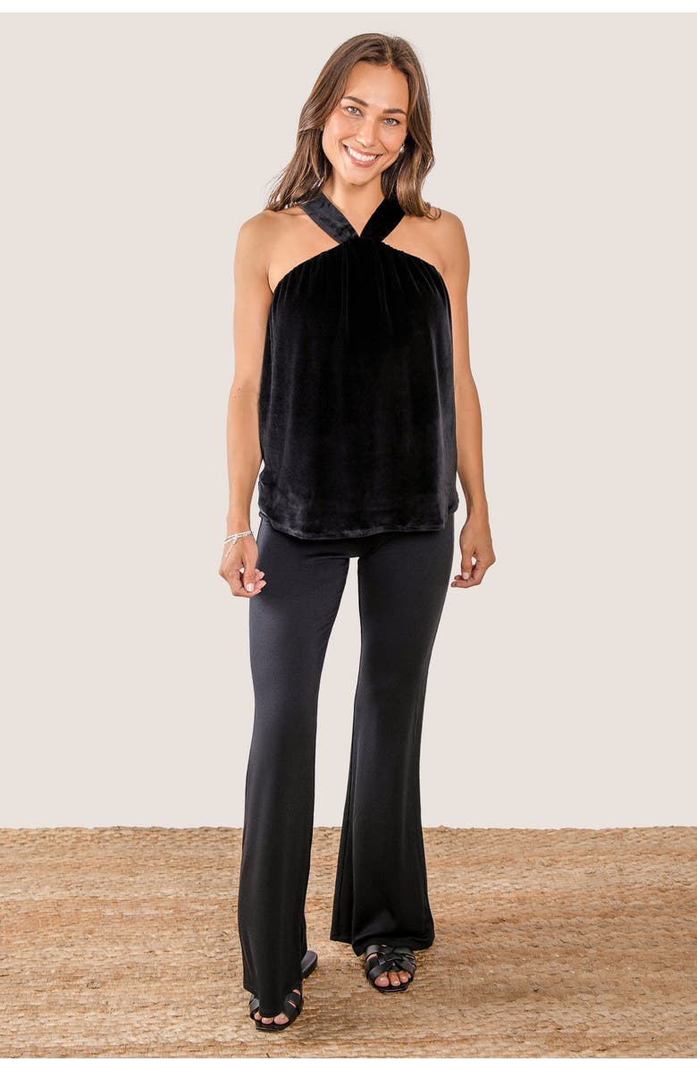 JJwinks Cosmo Built-In Shelf Velour Halter Top, Alternate, color, Black