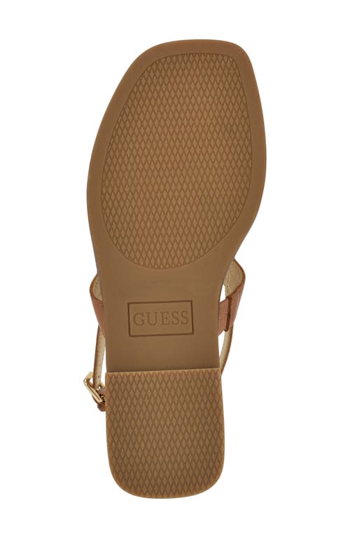 Guess Women's Reality Slingback G-elite T-strap Flat Sandals In Dark Natural