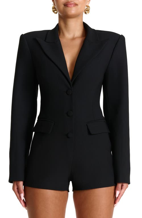 Naked Wardrobe Long Sleeve Ponte Blazer Romper In Black