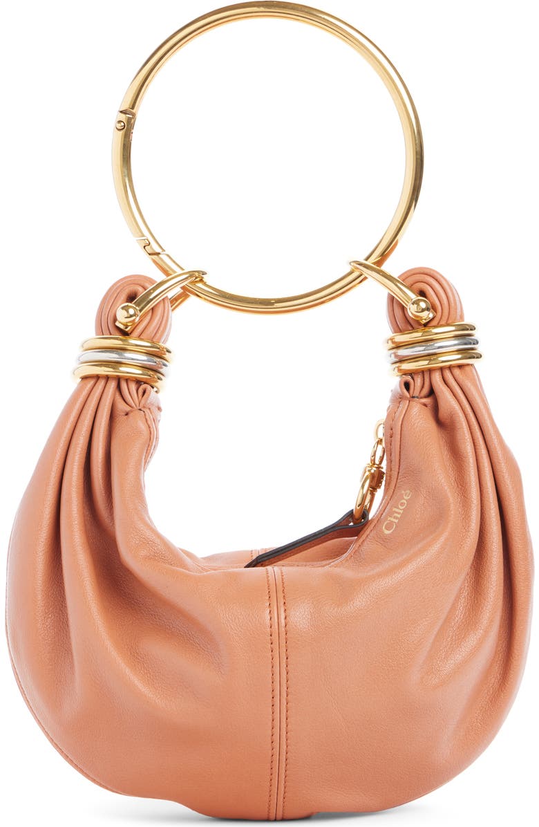 Chloé Mini Bracelet Leather Hobo Bag, Main, color, Wooden Orange