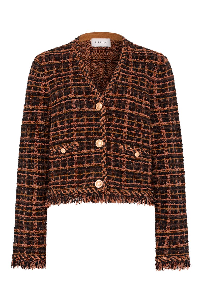 Daphne Fringe Cardigan, Alternate, color, BROWN/ BLACK