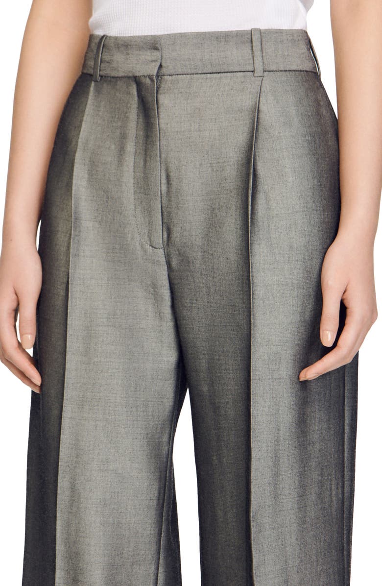SANDRO Quentin Virgin Wool Blend Wide Leg Pants, Alternate, color, 
