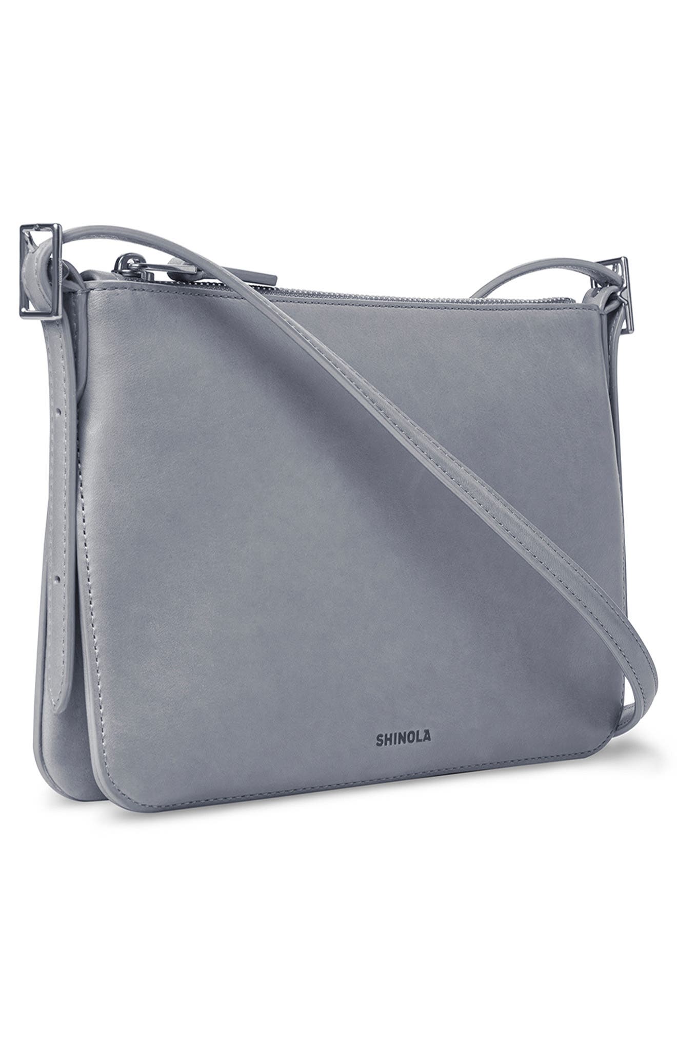 Shinola Small Bixby Accordion Leather Crossbody Bag, Alternate, color, Mist