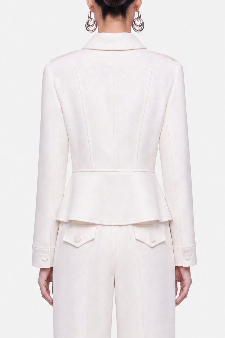 Double Breasted Epaulette Jacket, Alternate, color, White