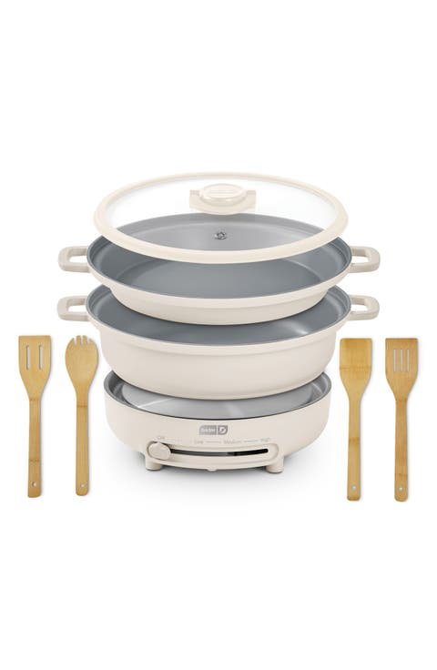 Stacks 8-Piece Ceramic Cookware Set with Electric Burner