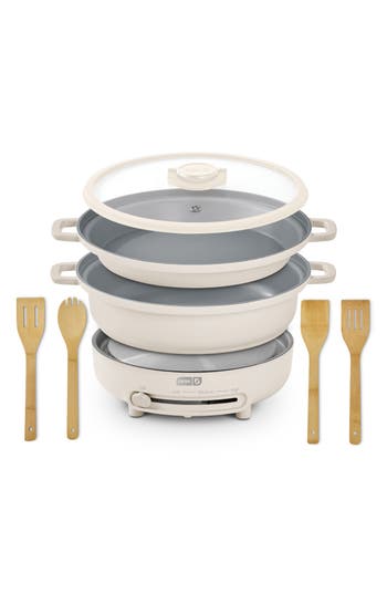 Dash Stacks 8-piece Ceramic Cookware Set With Electric Burner In White