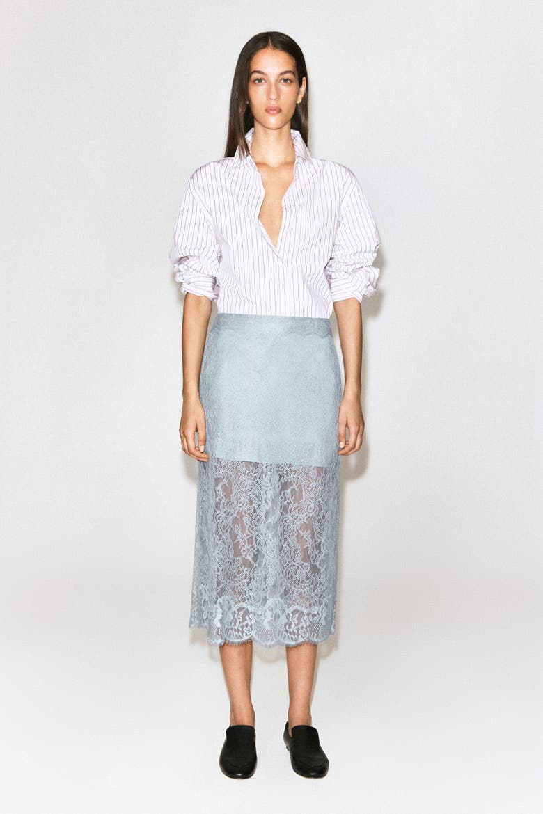 Lace Midi Skirt, Main, color, LIGHT BLUE