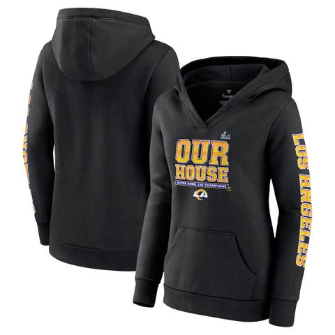 Women's Fanatics Branded Black Los Angeles Rams Super Bowl LVI Champions Hometown Audible Pullover Hoodie