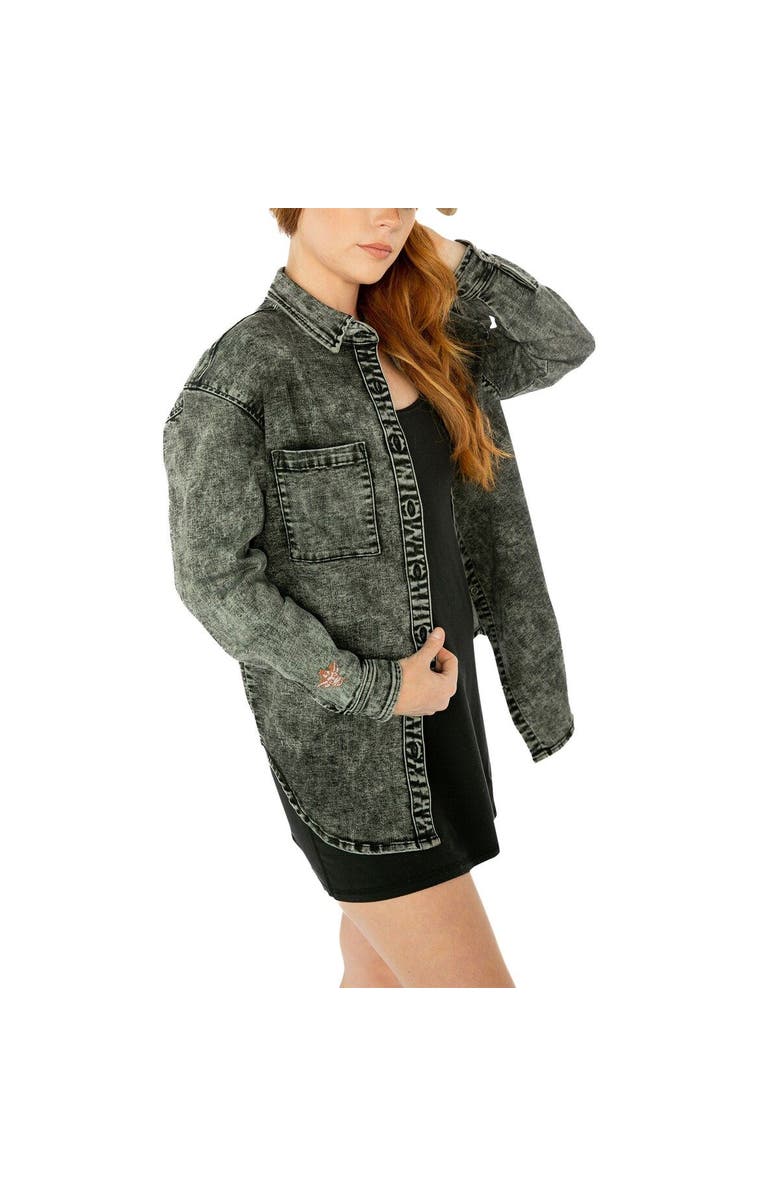 GAMEDAY COUTURE Women's Gameday Couture Charcoal Texas Longhorns Multi-Hit Tri-Blend Oversized Button-Up Denim Jacket, Alternate, color, 