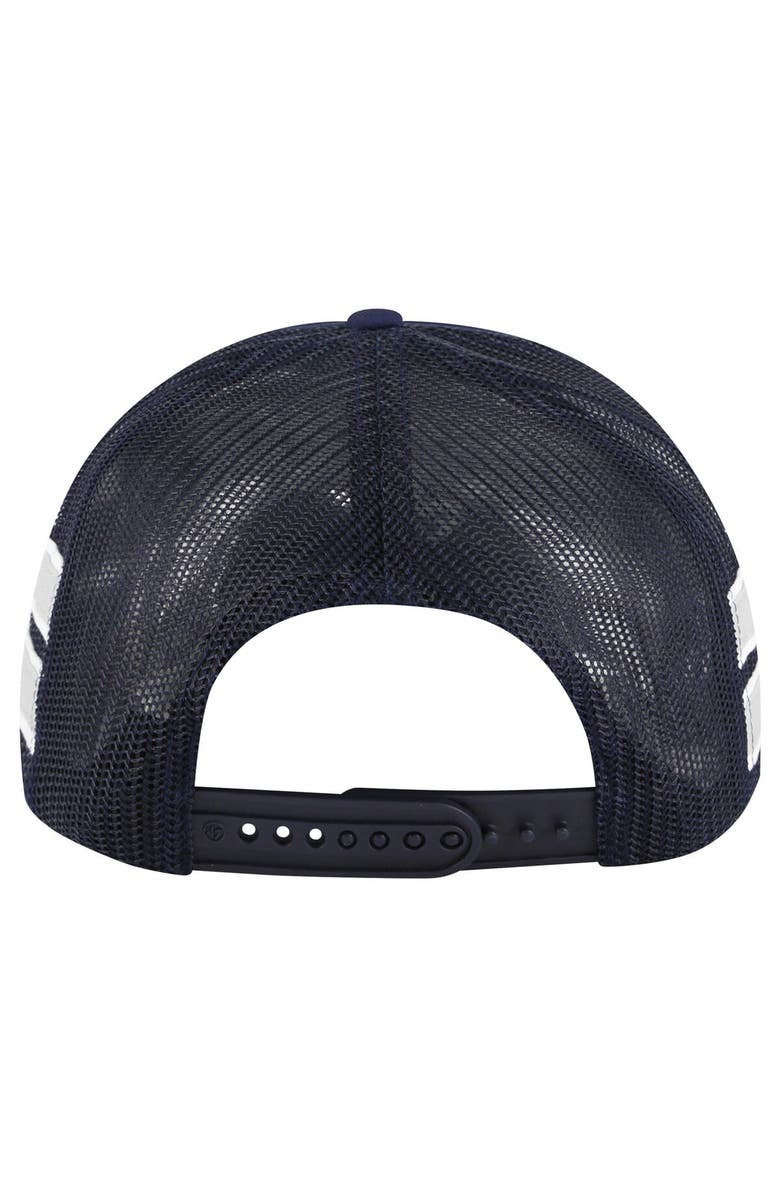 '47 Men's '47 Navy Toronto Maple Leafs Sideband Stripes Trucker Snapback Hat, Alternate, color,