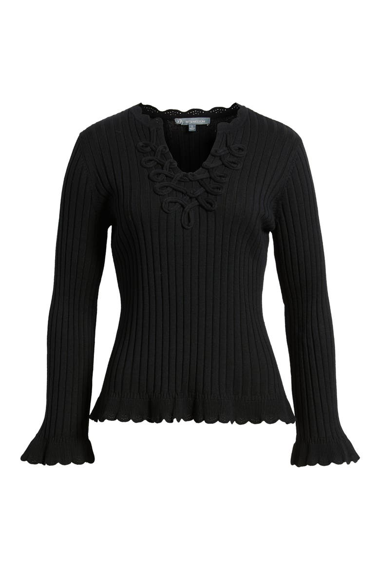 Soutache Rib Sweater, Alternate, color, BLACK