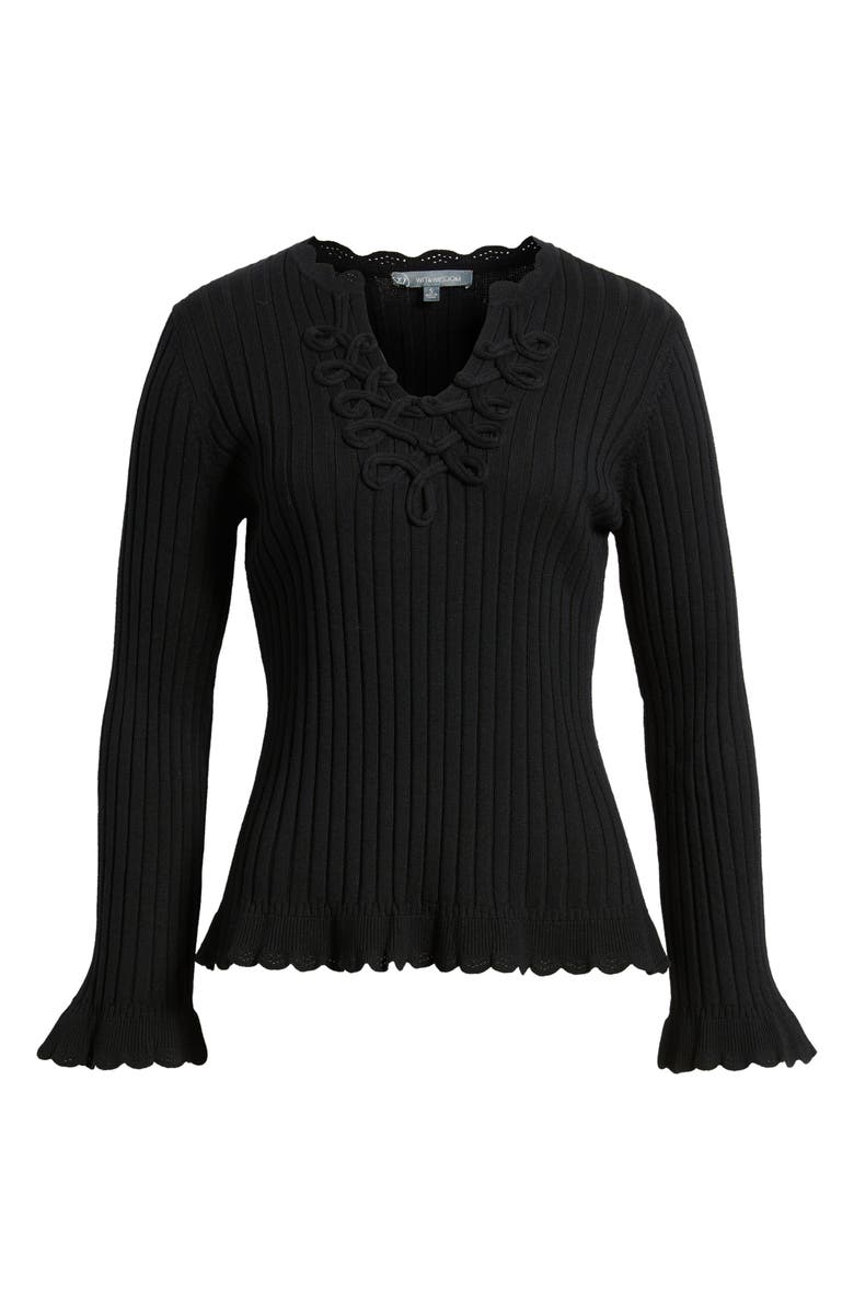 Wit & Wisdom Soutache Rib Sweater, Alternate, color, Black