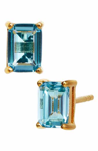 SAVVY CIE JEWELS Vermeil Sterling Silver Emerald Cut CZ Box Stud Earrings