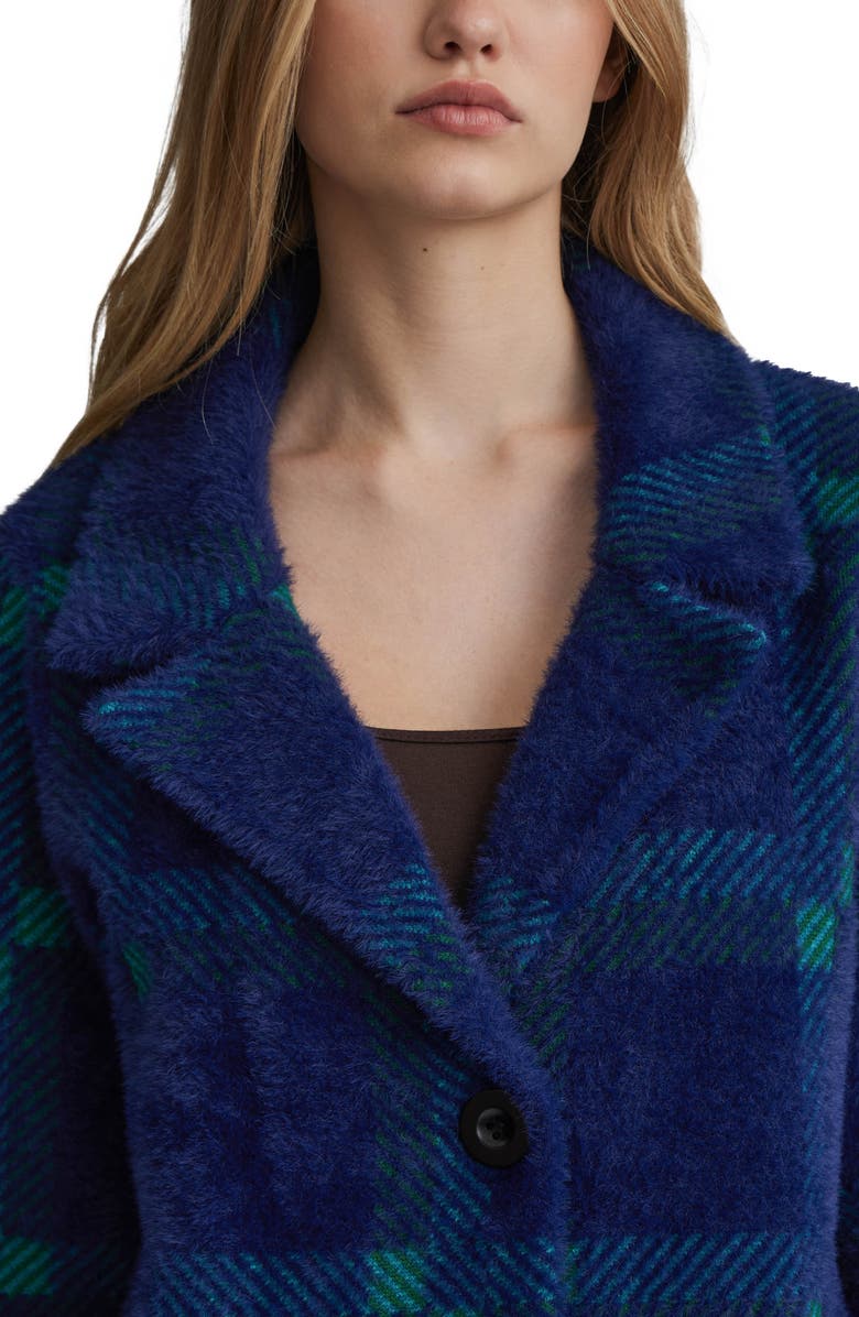NVLT Plaid Faux Fur Coatigan, Alternate, color, Navy