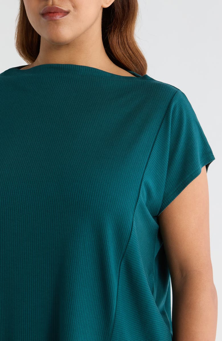 Eileen Fisher Rib Boxy Funnel Neck Top, Alternate, color, Kelp