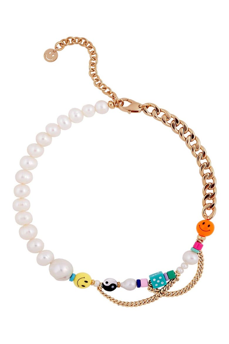 Happy Go Lucky Beaded Necklace, Main, color, GOLD