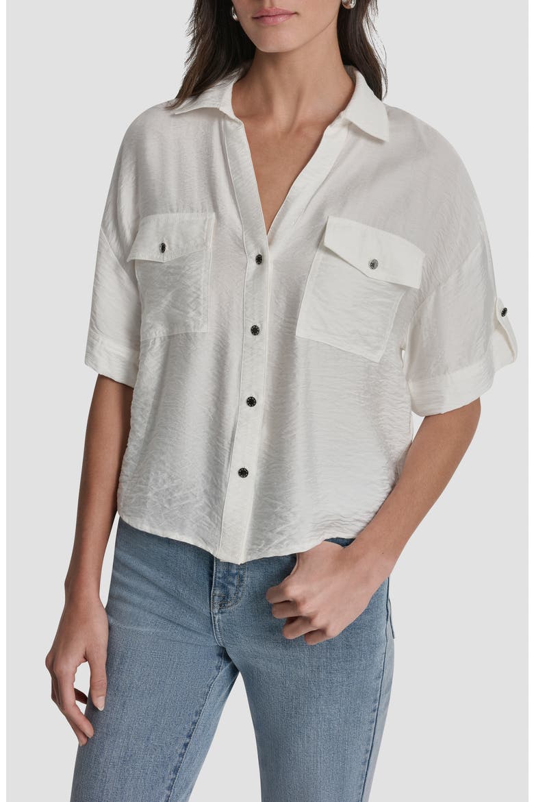 Short Sleeve Roll Tab Shirt, Main, color, IVORY