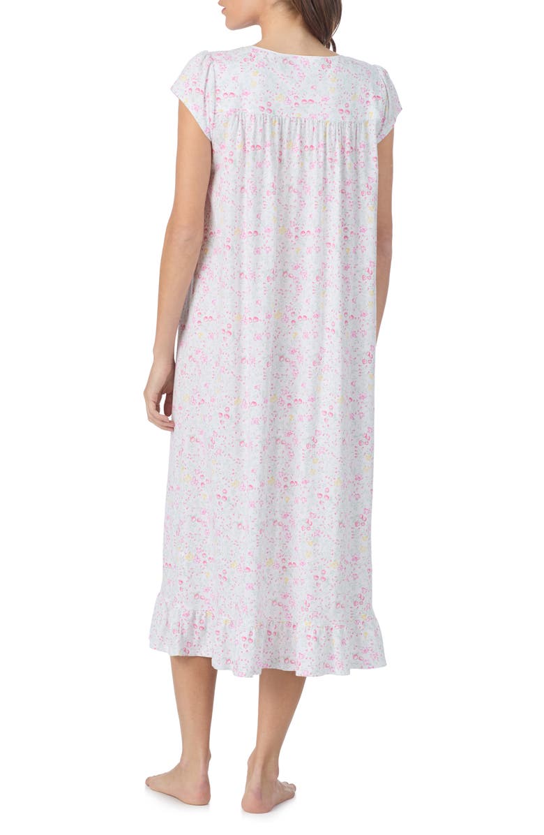 Eileen West Cap Sleeve Cotton Jersey Nightgown, Alternate, color, White Multi