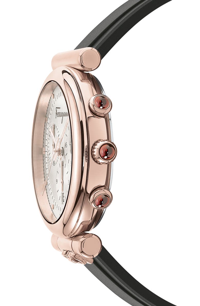 FERRAGAMO Ora Chronograph Rubber Strap Watch, 40mm, Alternate, color,