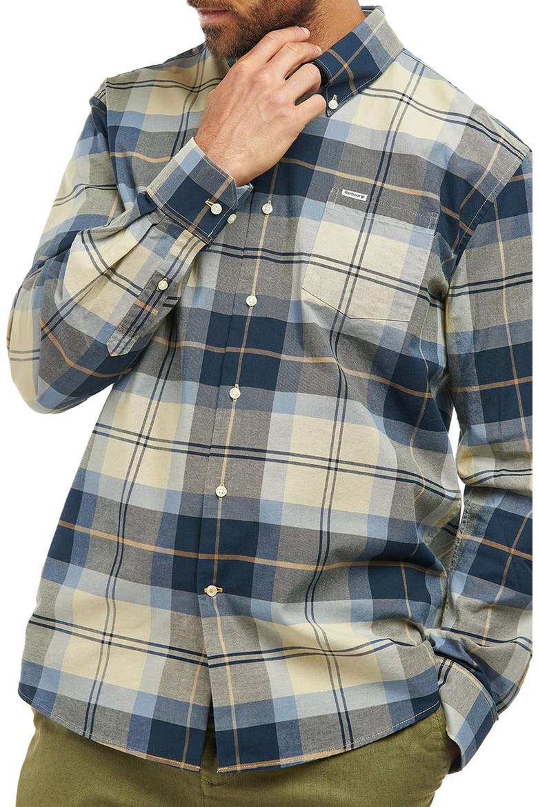 Eden Regular Fit Plaid Stretch Cotton Button-Down Shirt, Main, color, RIVER BIRCH TARTAN