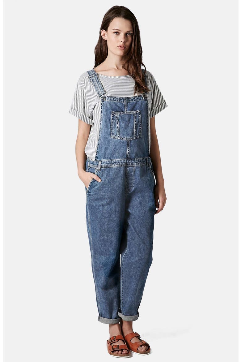 Moto Maternity Overalls, Main, color, MID DENIM