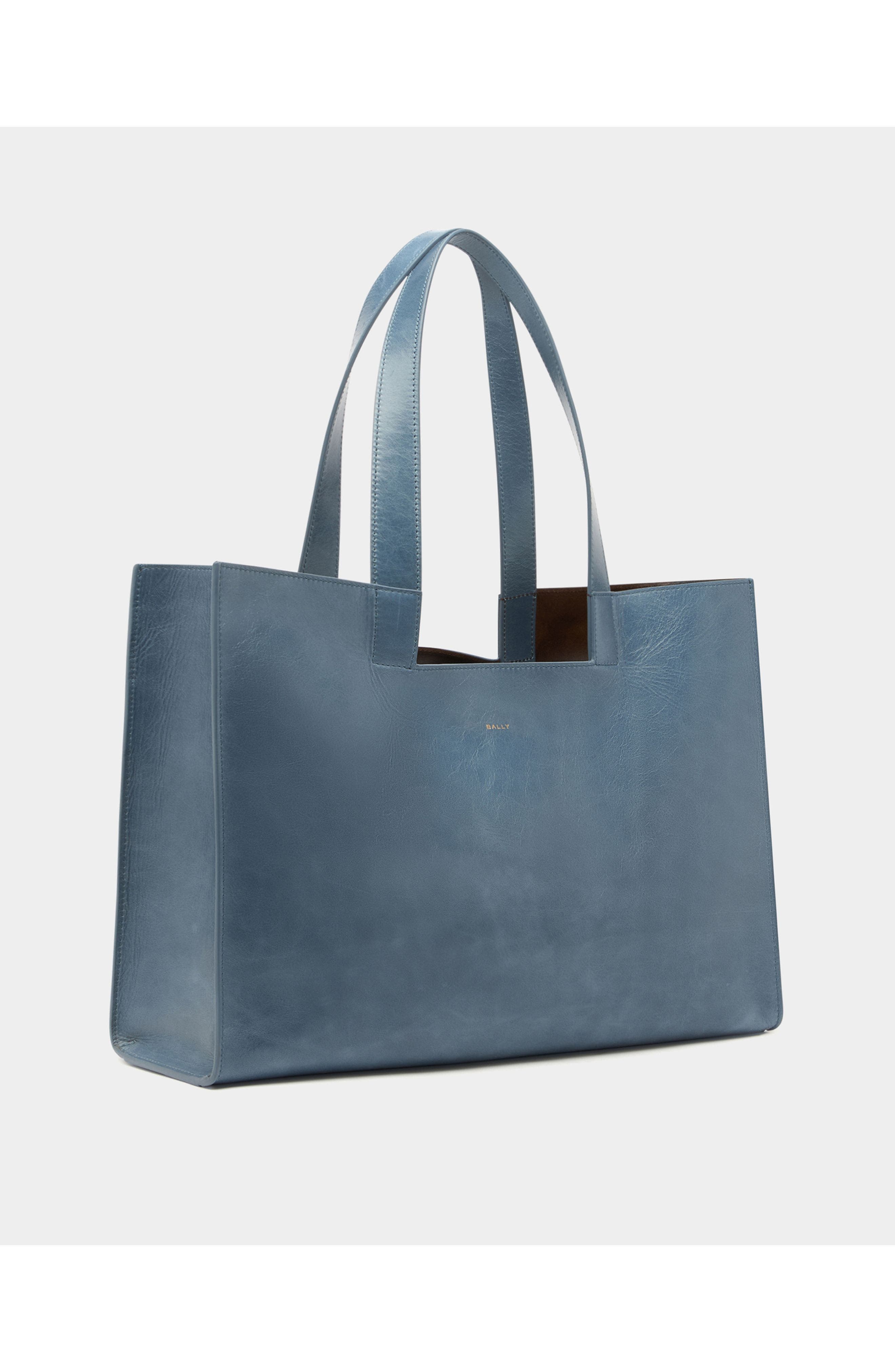 Bally Easy Bally Tote Bag in Plain Leather, Alternate, color, Blue