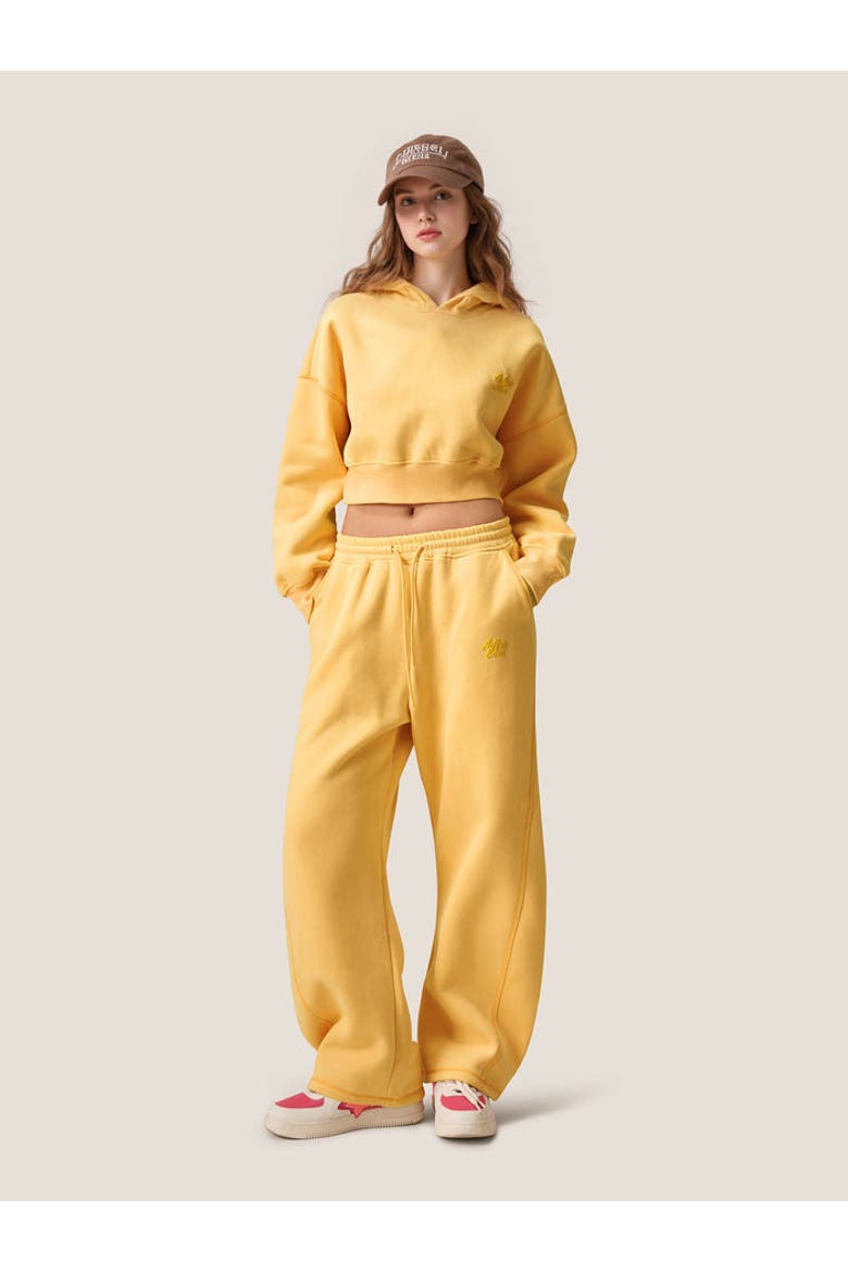 AELFRIC EDEN Cloud Essential Fleece Cropped Pullover Hoodie Set