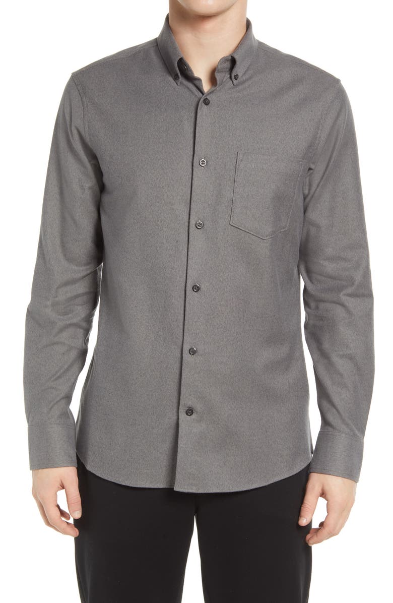 Nordstrom Tech-Smart Trim Fit Stretch Flannel Button-Down Shirt, Main, color,