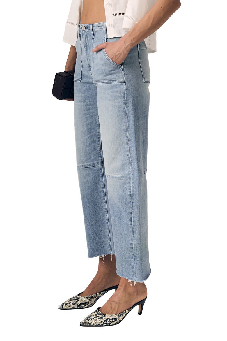 Utility Raw Hem Crop Barrel Jeans, Alternate, color, MONTEREY