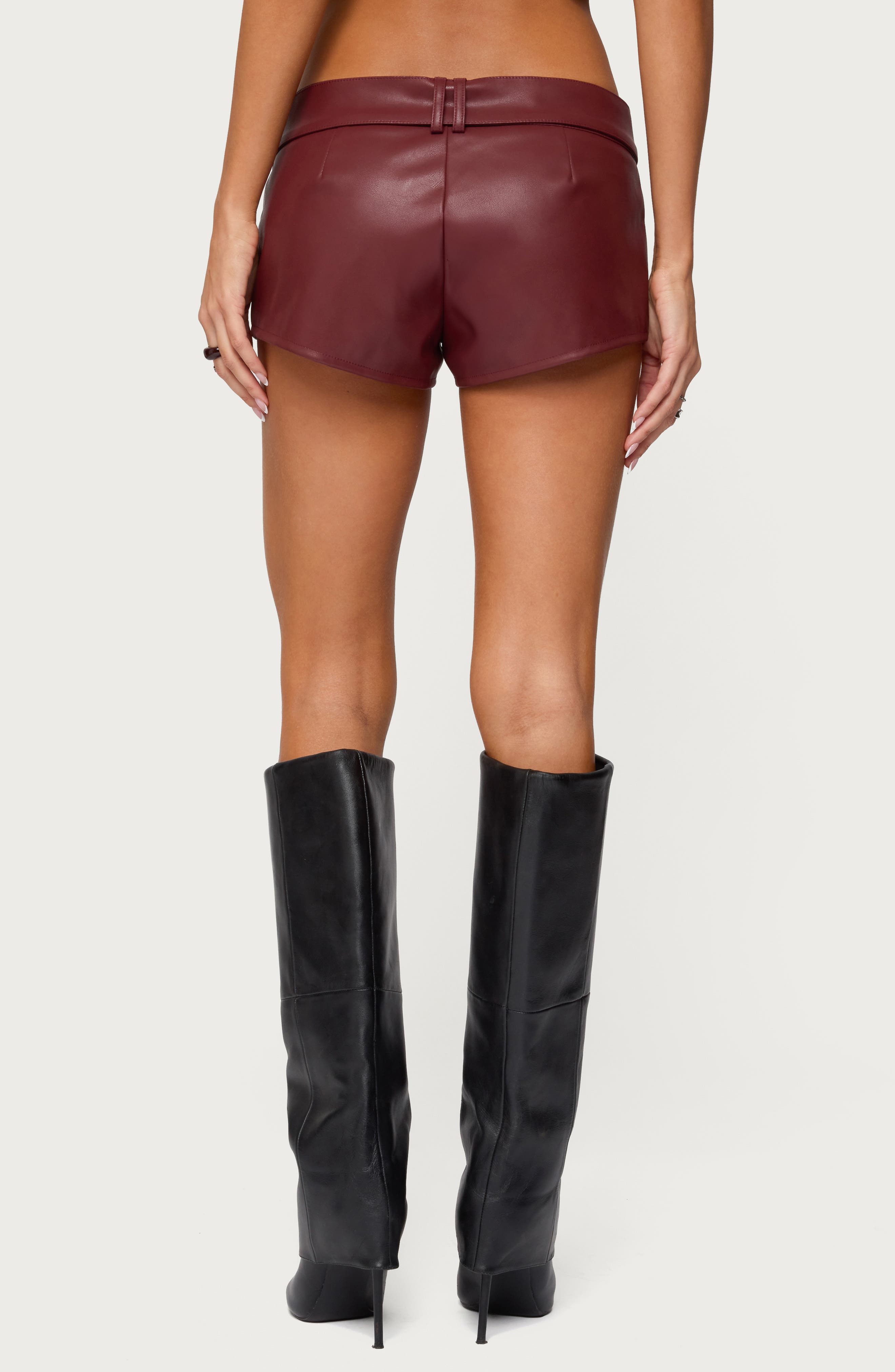 Alba Faux Leather Micro Shorts - image 2