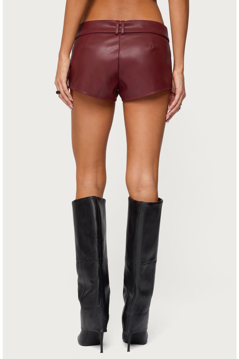 Alba Faux Leather Micro Shorts, Alternate, color, BURGUNDY