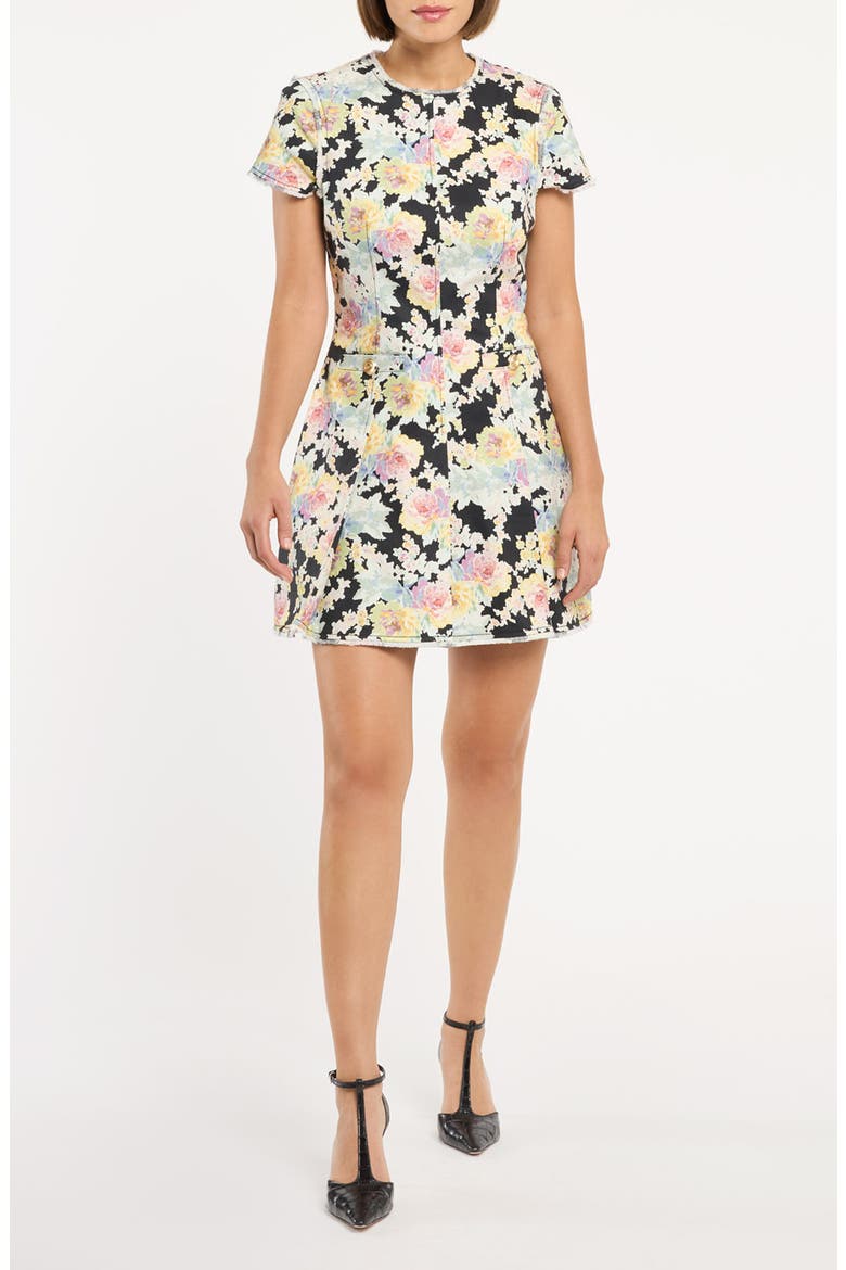 Nova Ikat Bouquet Sheath Minidress, Main, color, BLACK MULTI