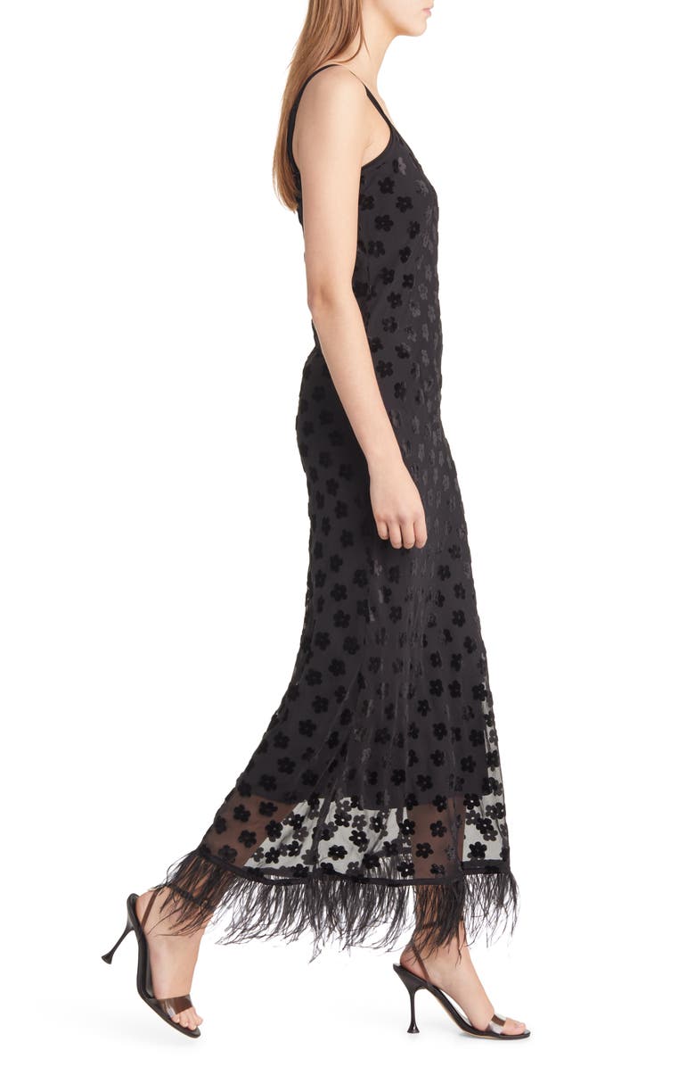 Charles Henry Feather Trim Slipdress, Alternate, color, 