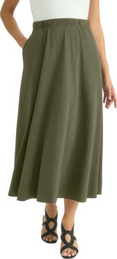 Jessica London Soft Ease Cotton Knit Swing Skirt