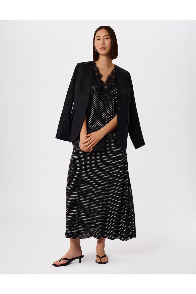 Collarless Linen Blazer, Alternate, color, Black
