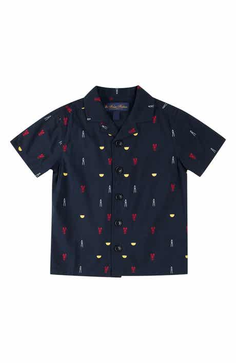 Brooks Brothers Kids' Lobster Print Camp Shirt