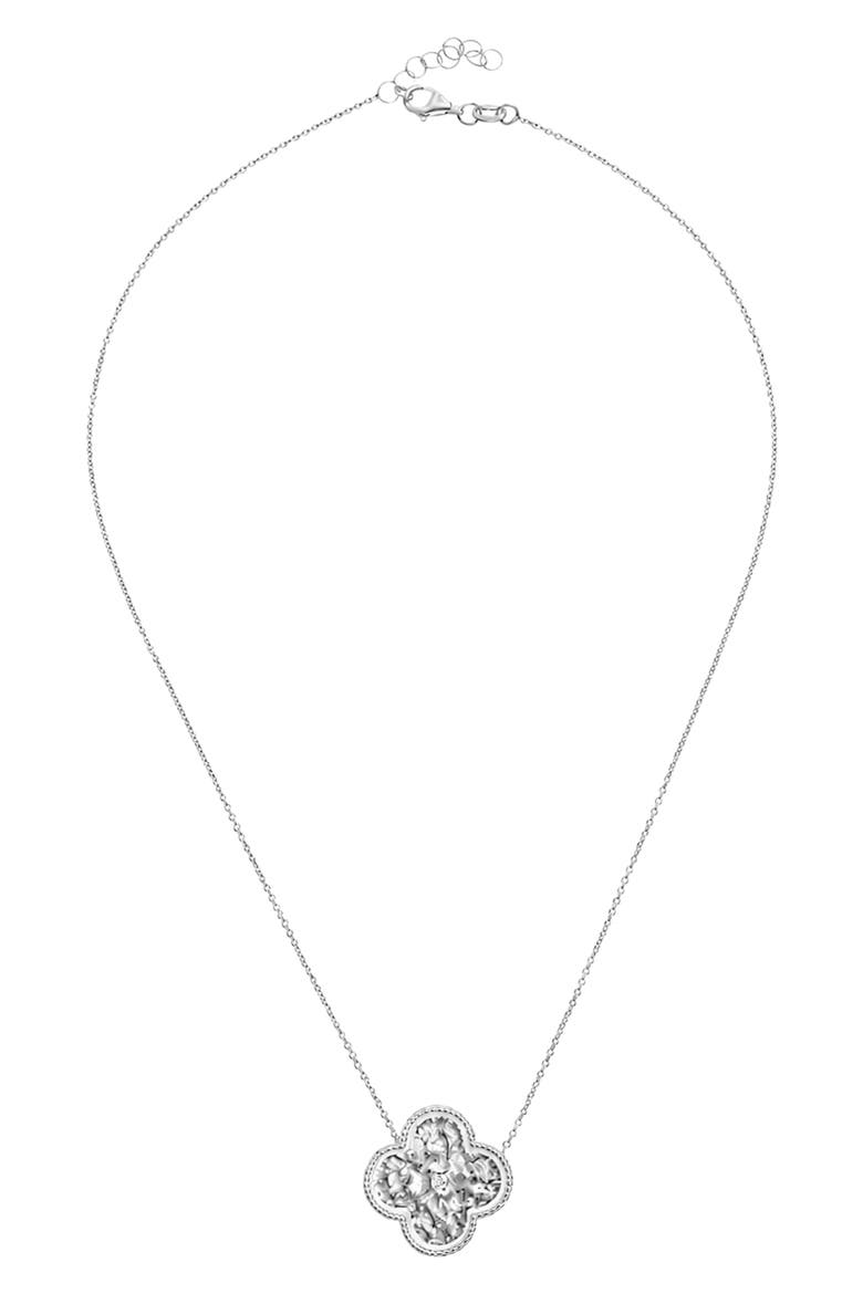 Clover Diamond Pendant Necklace, Main, color, WHITE